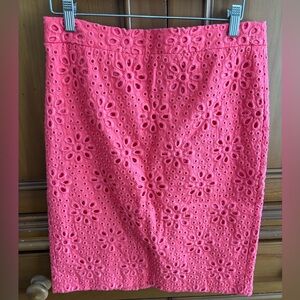 J.Crew Coral Eyelet Pencil Skirt